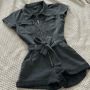 White Fox Romper Black Denim